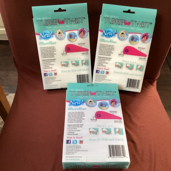 The Original Turbie Twist Hair Towel Bundle 3 packs NEW Super Absorbent - Picture 4 of 6